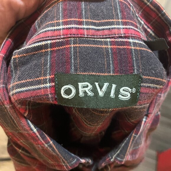 ORVIS Men's red and brown plaid Cotton / Merino blend l/s shirt Large L EUC - Picture 7 of 8